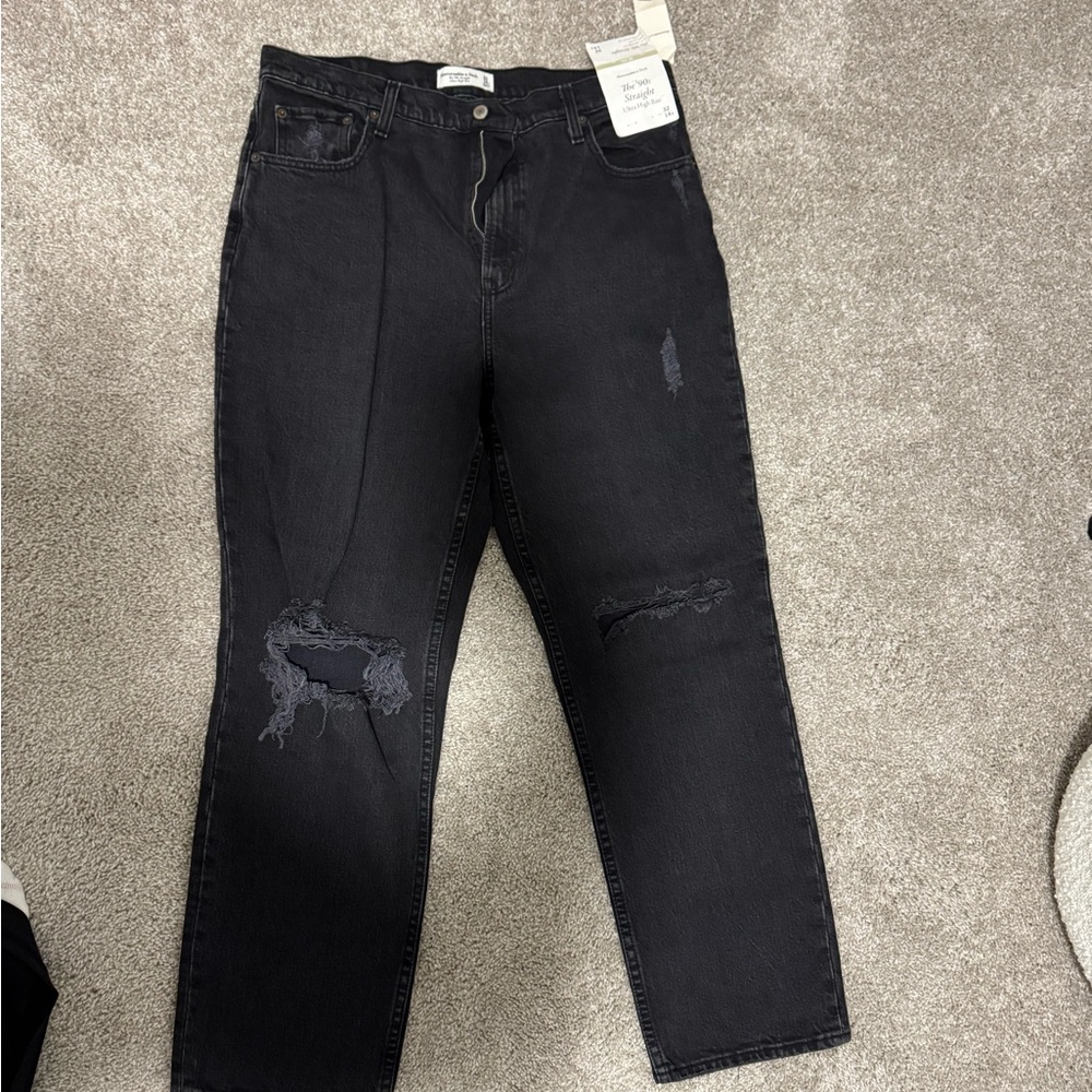Abercrombie & Fitch Black Distressed Boyfriend Jeans